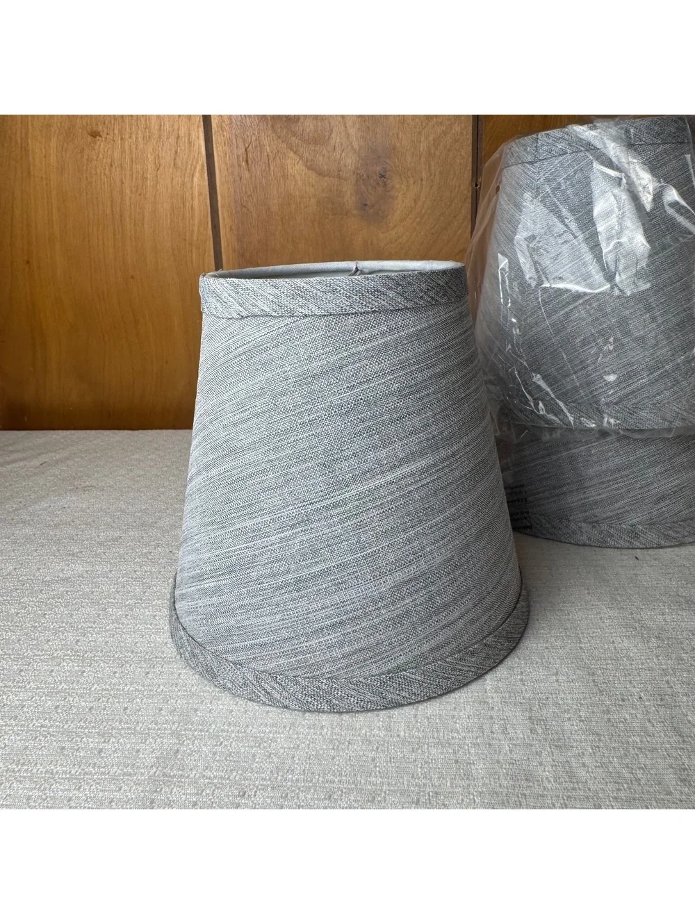 Gray Linen Clip On Lamp Shade Fabric Empire Candelabra Chandelier Shade 6 Inch
